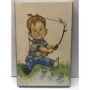 1962‎ Pete Hawley Wooden Wall Plaque Fishing 12x8